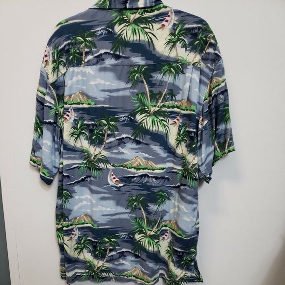 Mens M Hawaiian Utility Rayon Aloha Button Pocket Short Sleeve multicolored - Picture 2 of 6